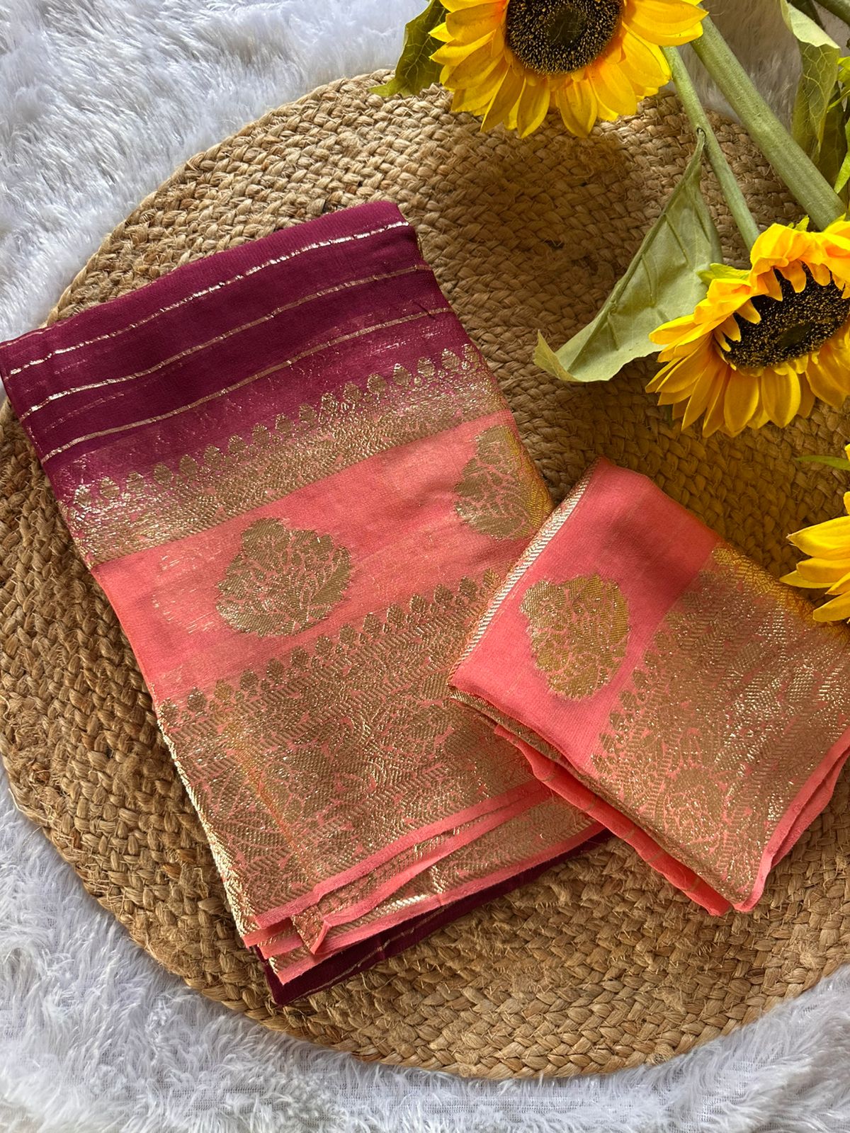 Buttery Soft Georgette Saree with Zari Border & Pallu